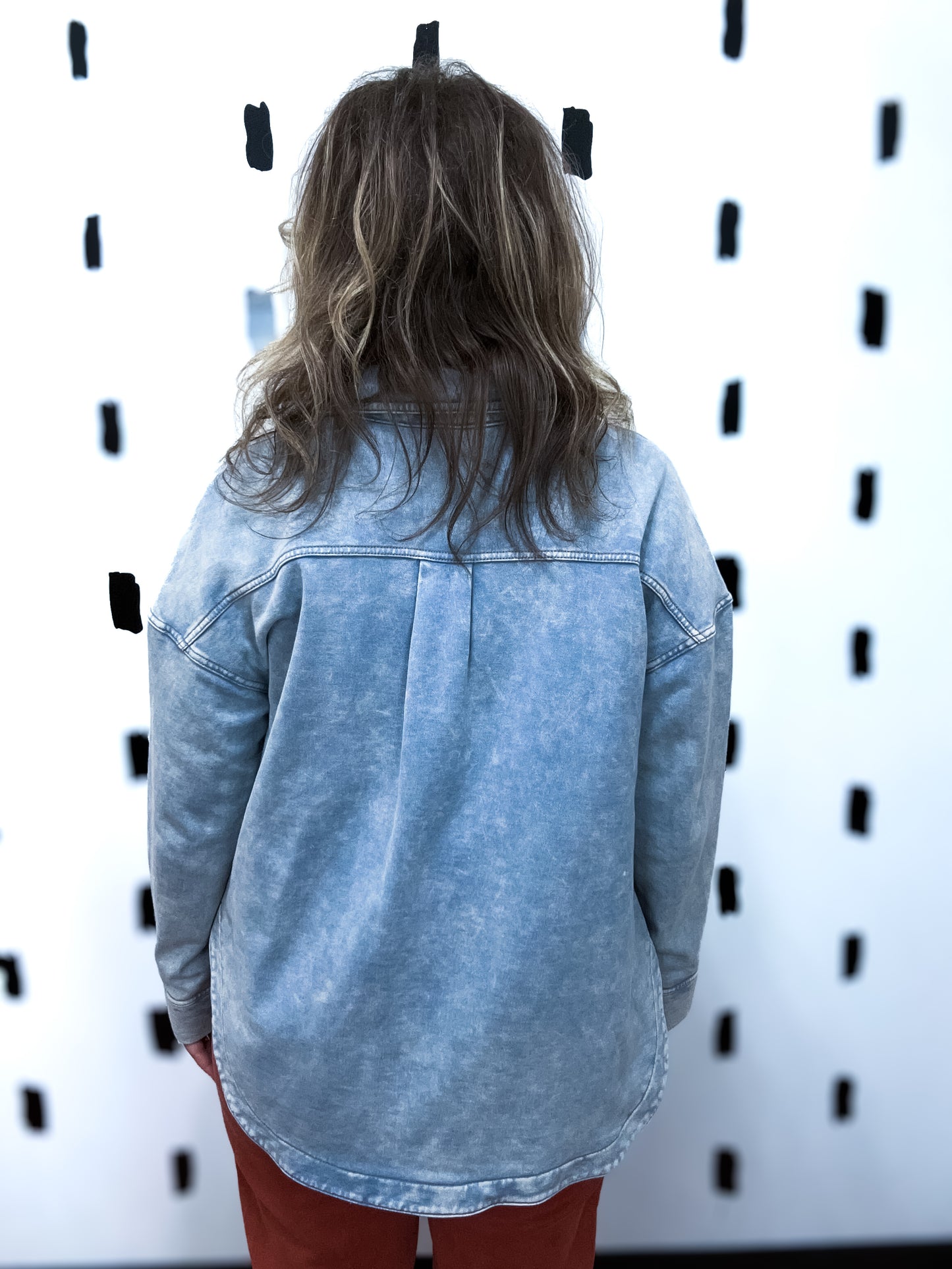 Light Blue Acid Wash Shacket