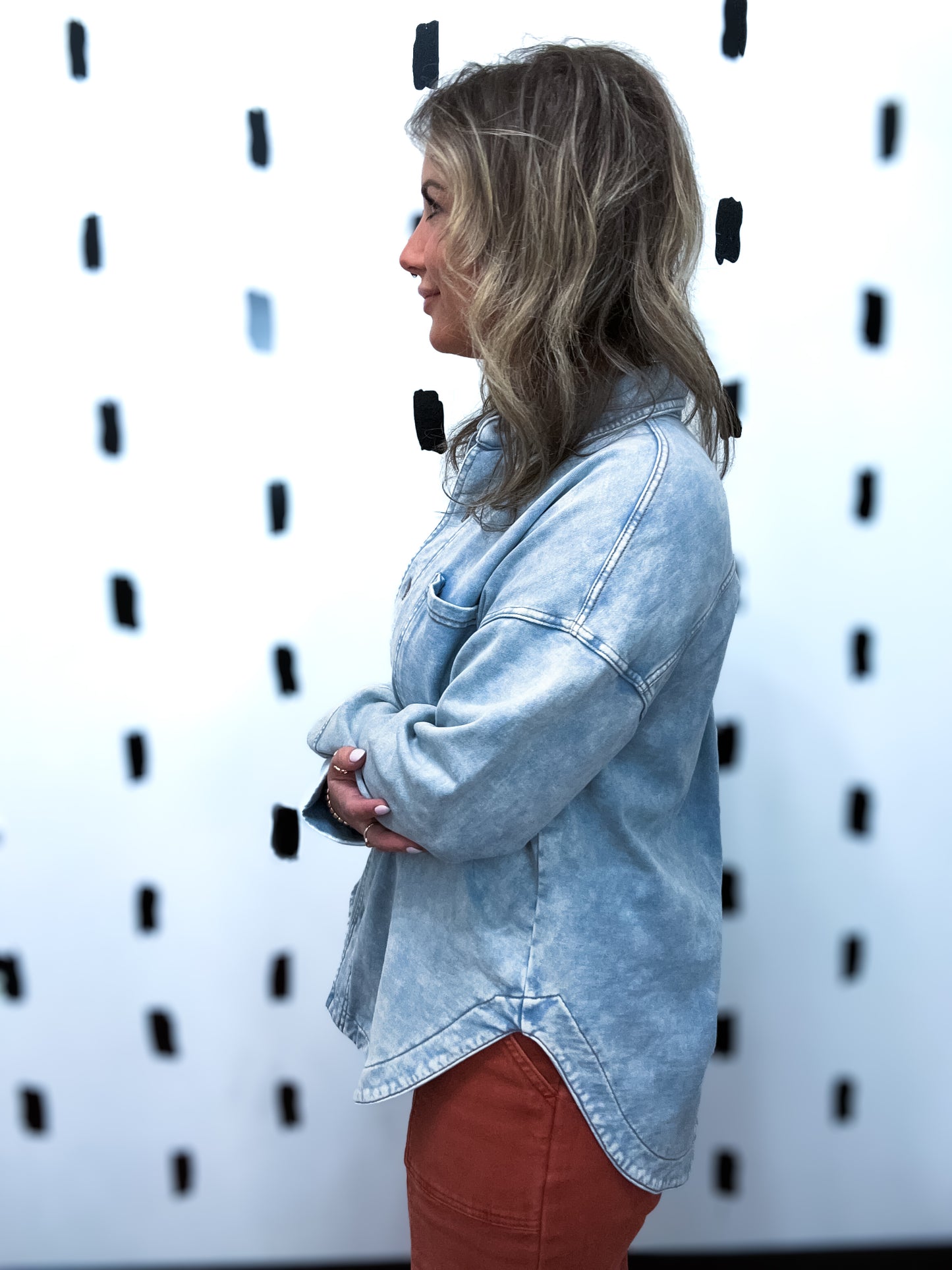 Light Blue Acid Wash Shacket