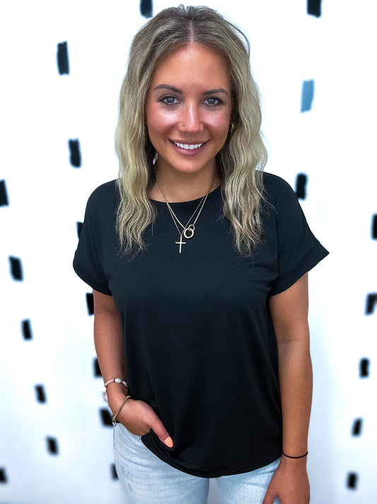 Round Neck Short Sleeve Knit Tee