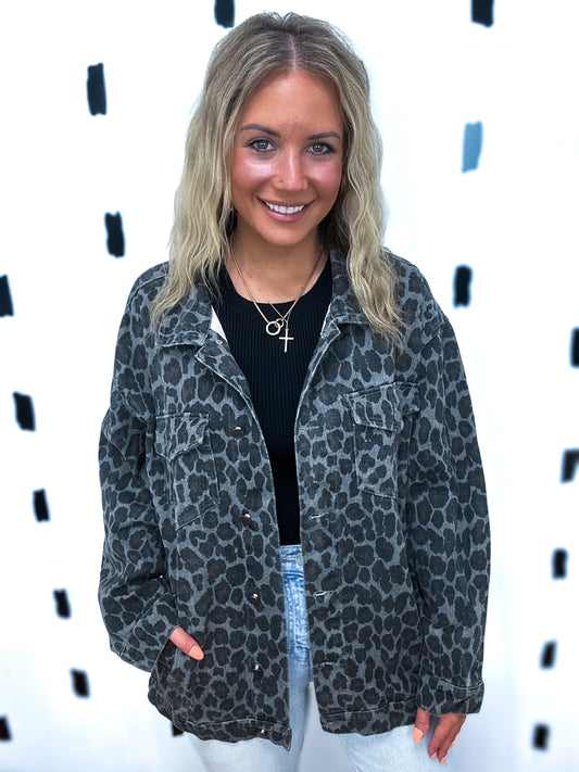 Titanium Animal Print Oversized Jacket