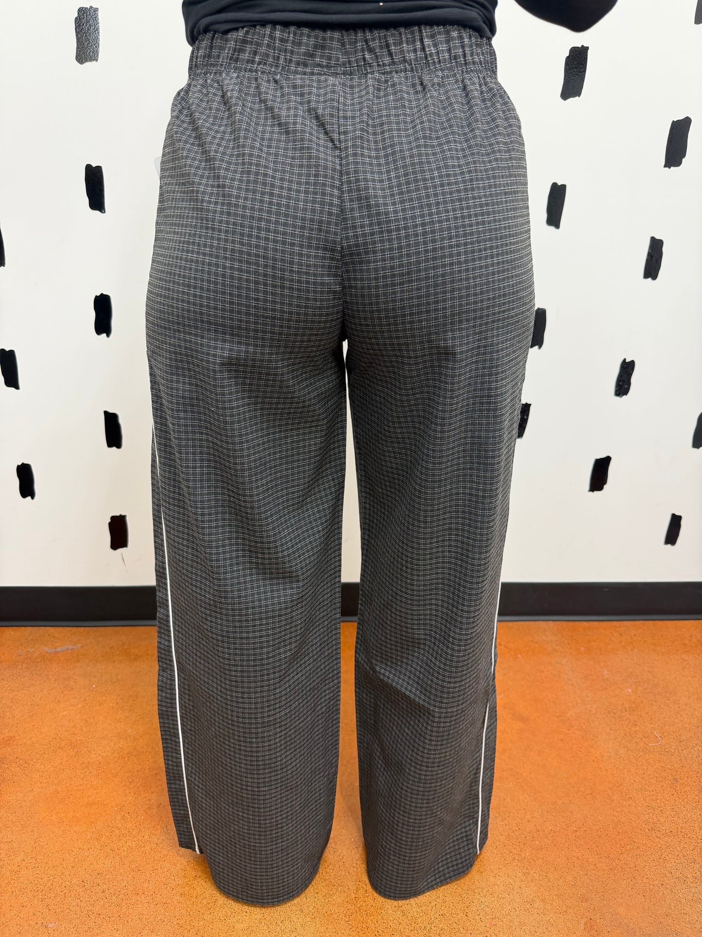 Black Checkered Wide Leg Pants