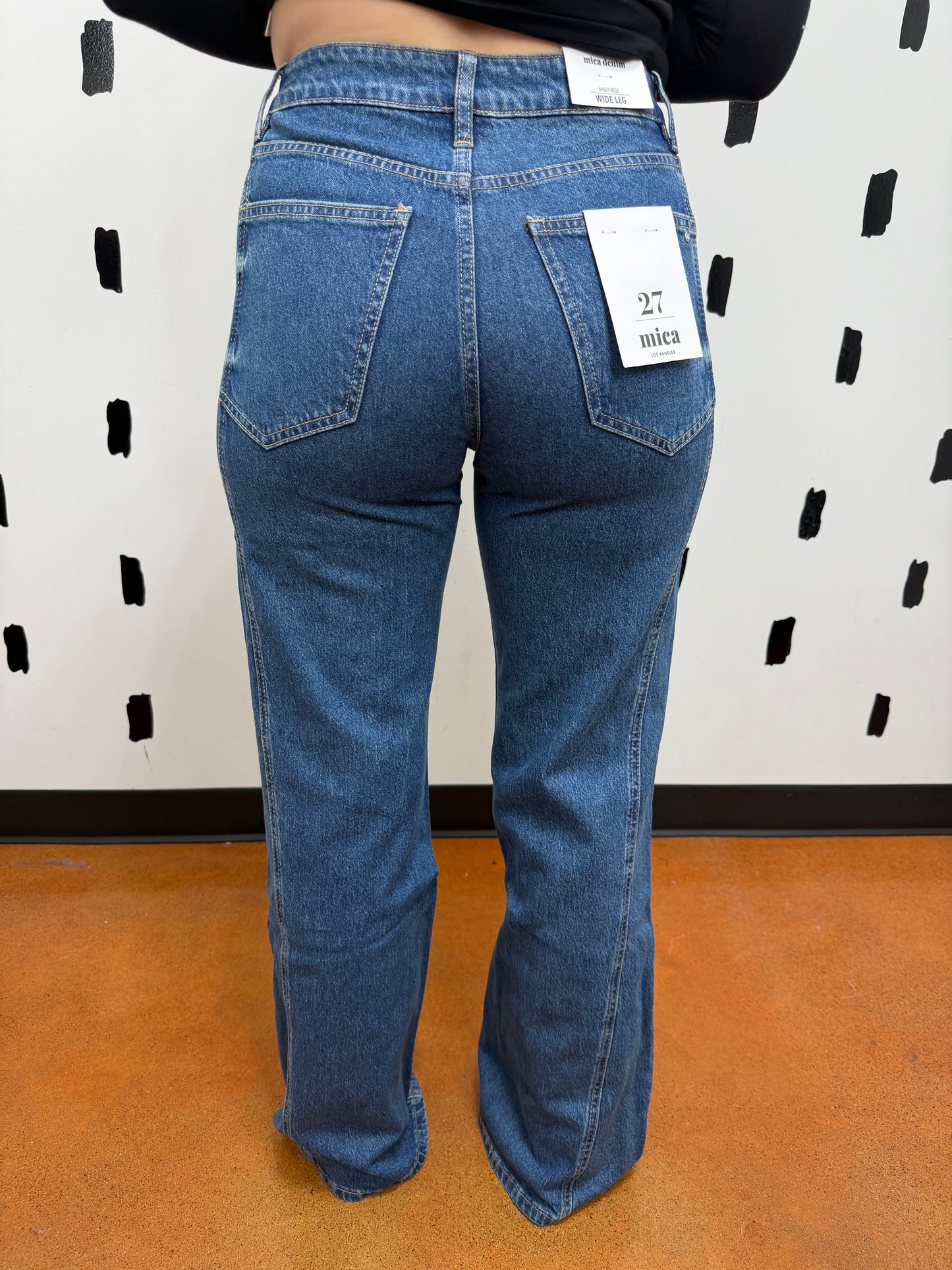 High Rise Wide Leg Side Panel Denim Jeans