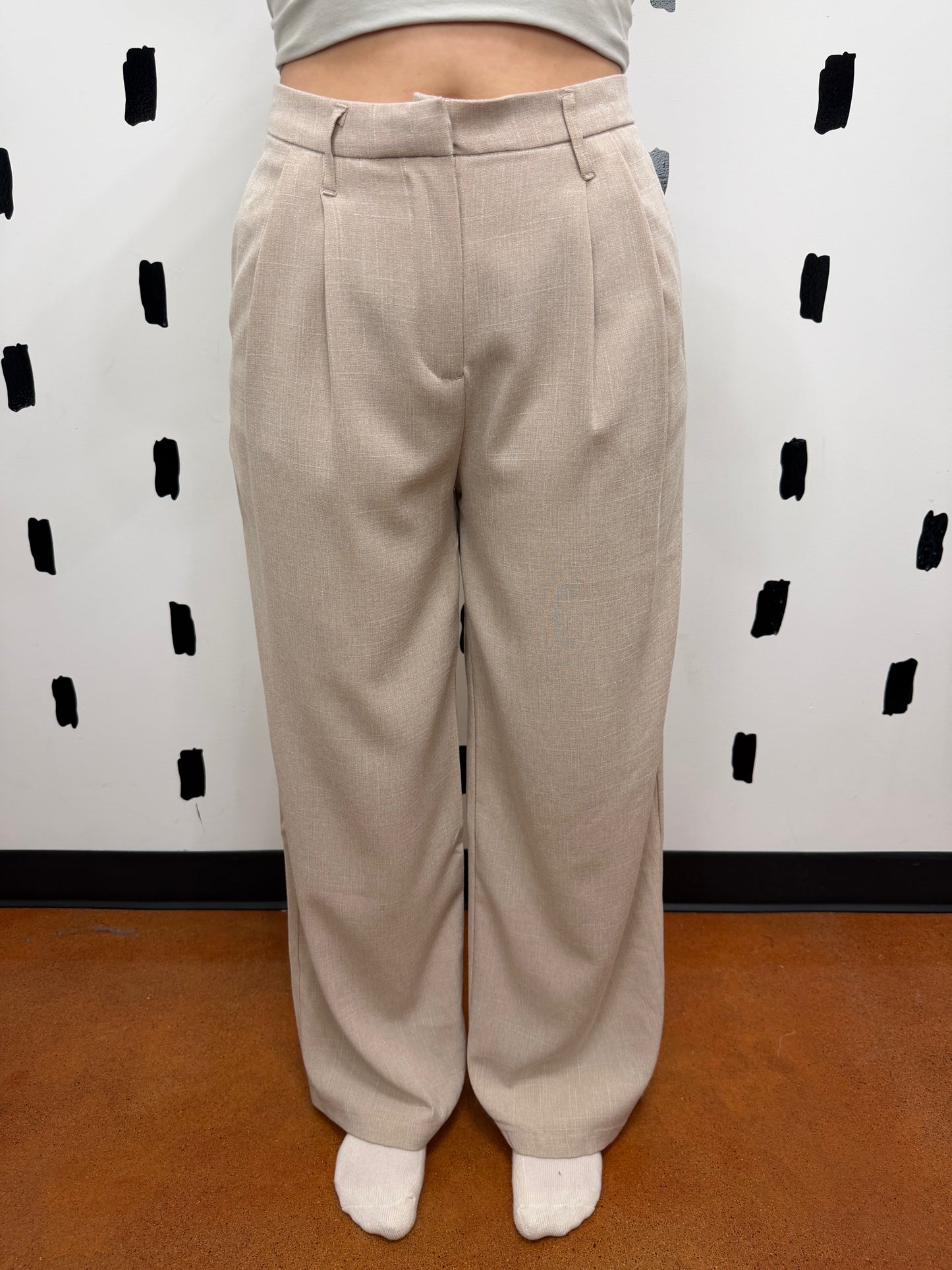 Taupe Wide Leg Dress Pants