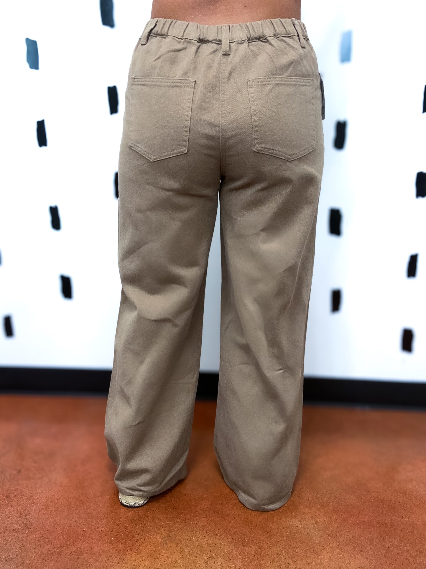 Khaki Wide Leg Denim Pants