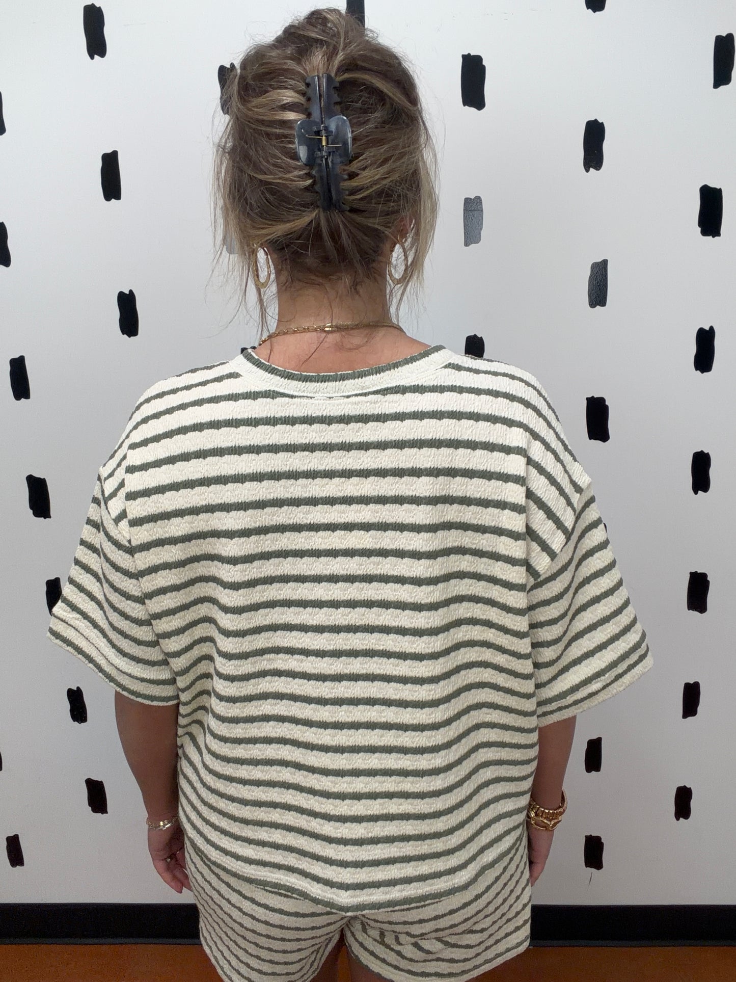 Olive Striped Short Sleeve Tee