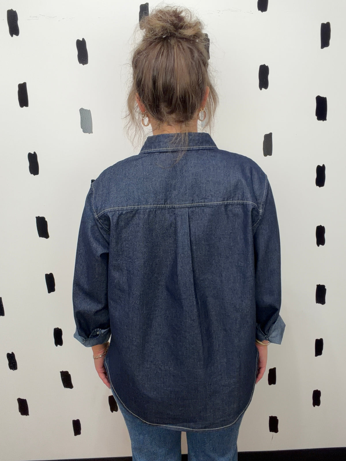 Dark Denim Button Up Top