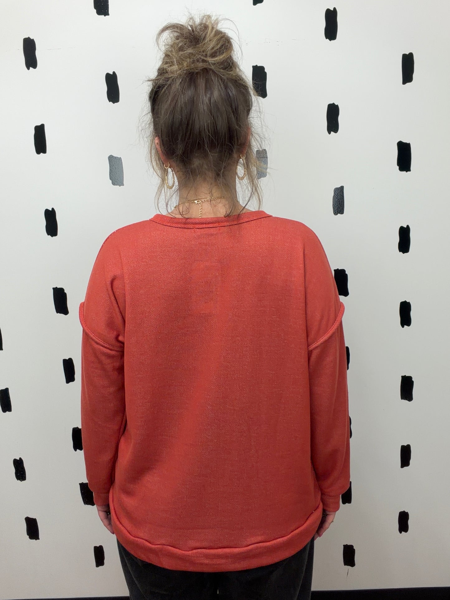 Rust Long Sleeve Crew Neck Top