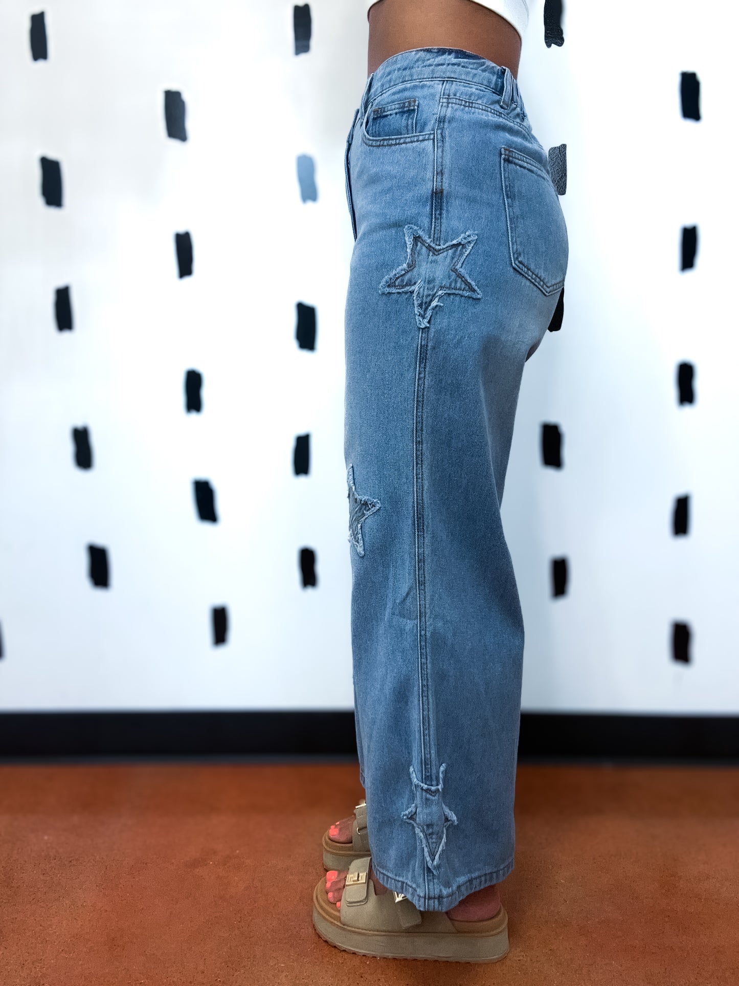 Light Denim Star Patch Denim Pants