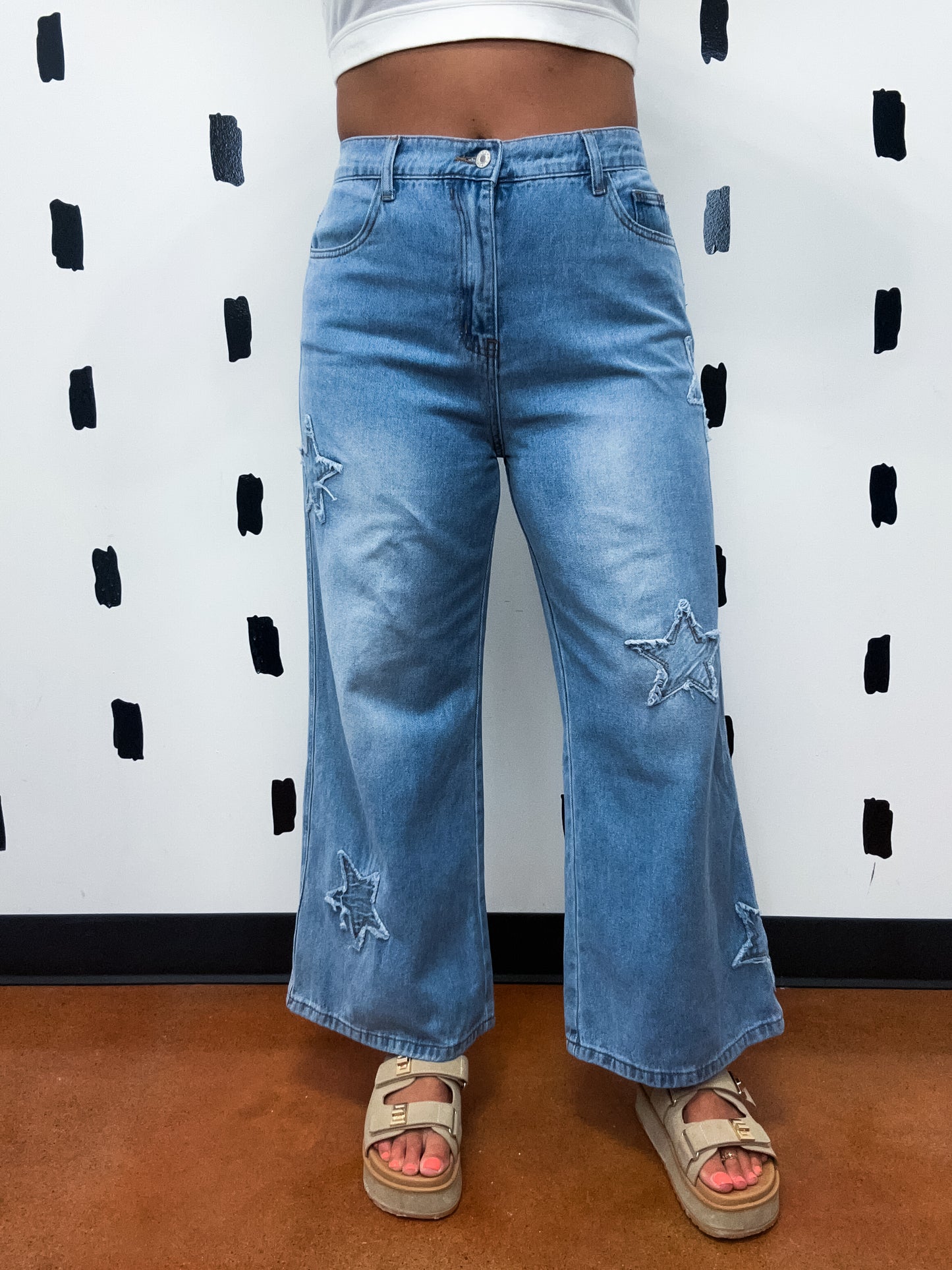 Light Denim Star Patch Denim Pants