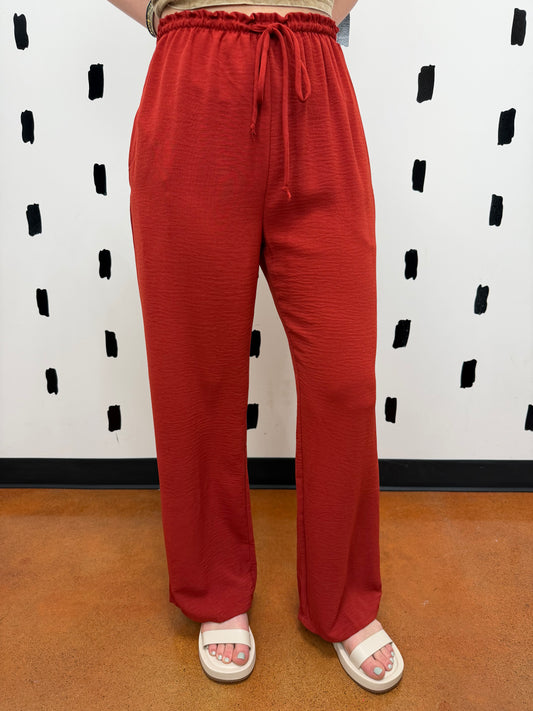 Rust Solid Dress Pants