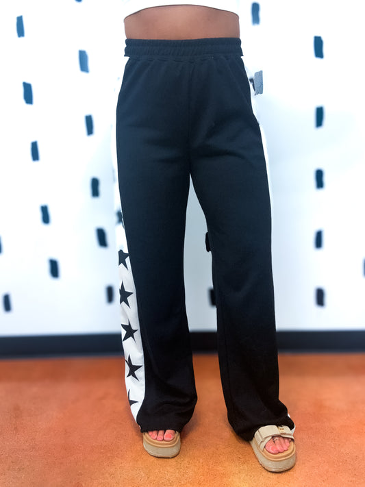 Black Star Striped Sweatpants