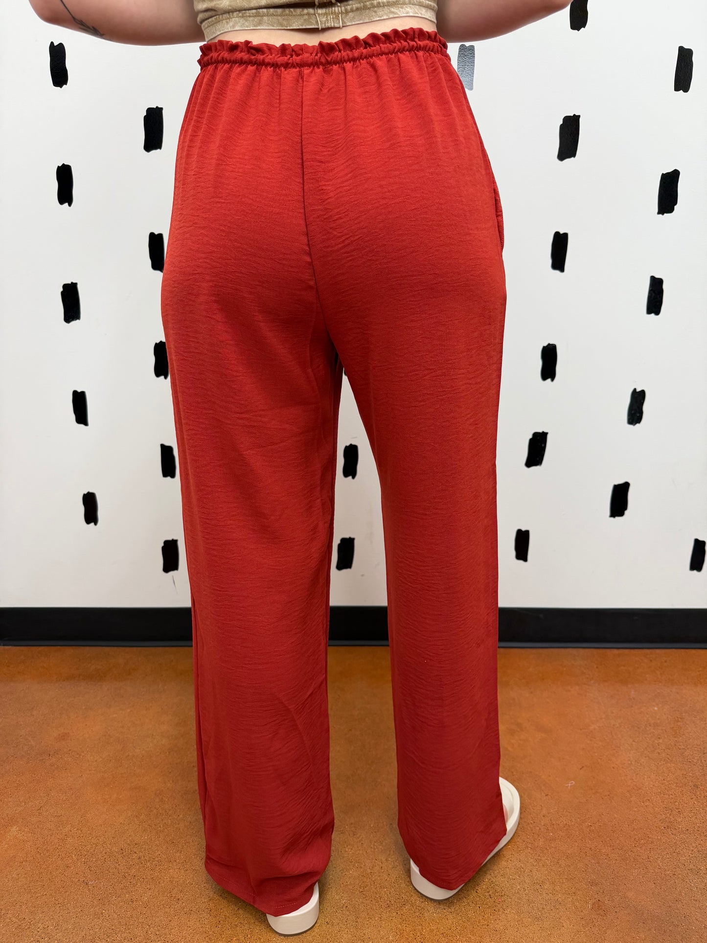 Rust Solid Dress Pants