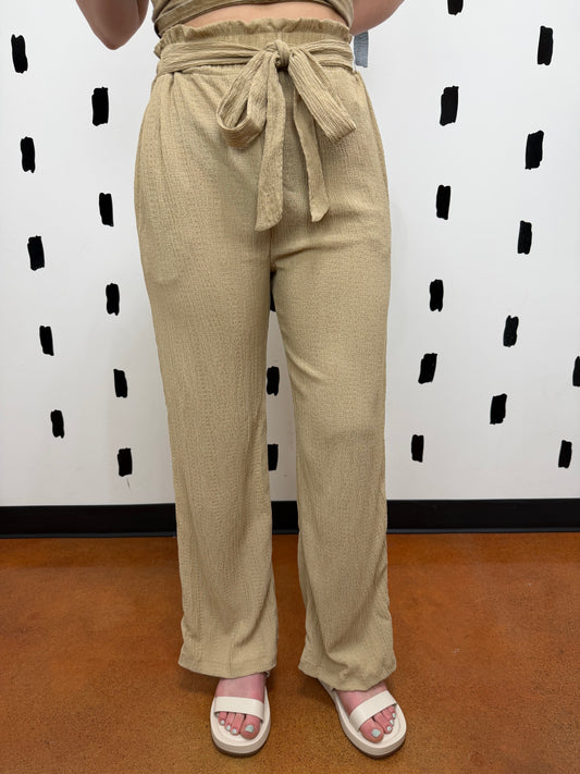 Tan Solid Dress Pants