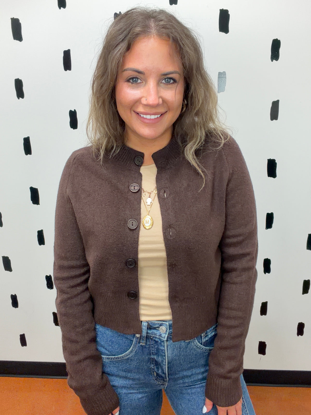 Brown Button Up Sweater Cardigan
