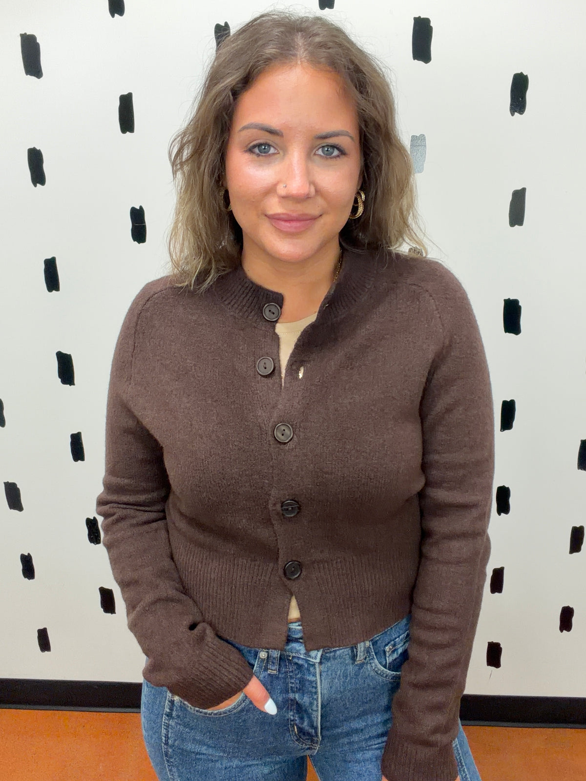 Brown Button Up Sweater Cardigan