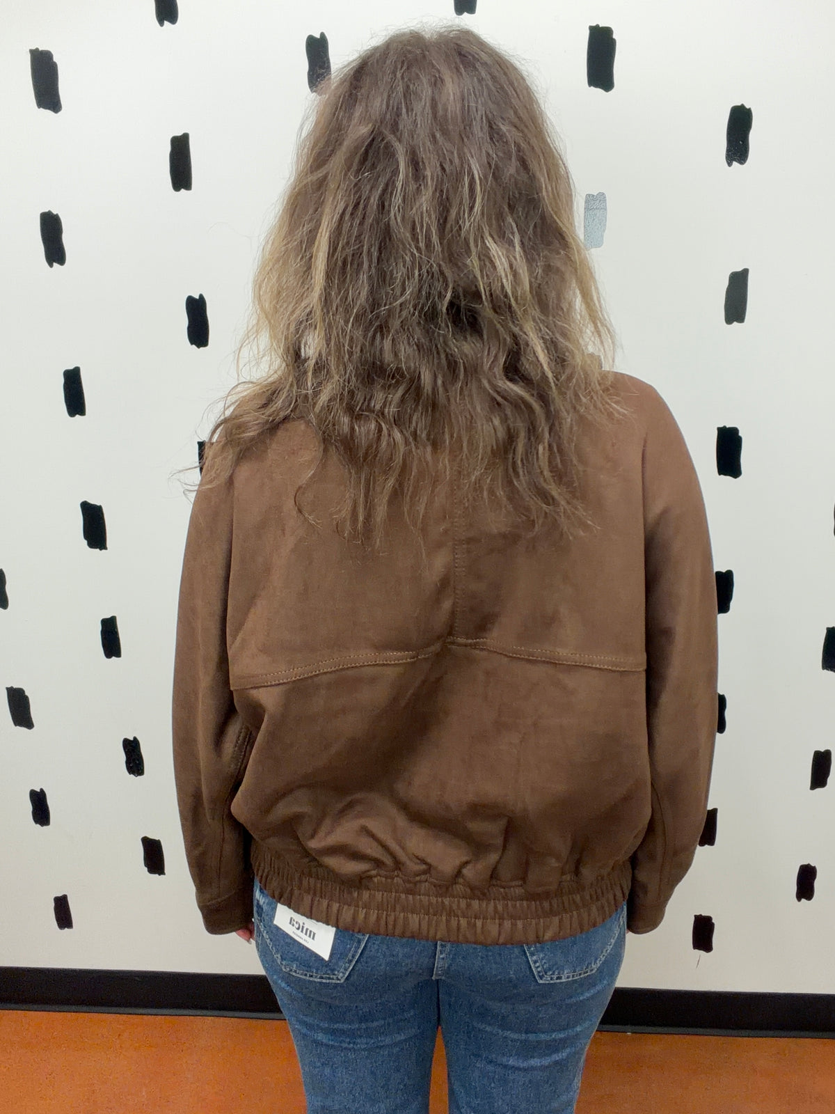 Toffee Brown High Neck Faux Suede Jacket