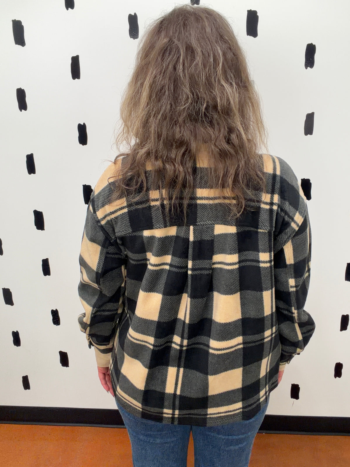Taupe Long Sleeve Check Print Shacket