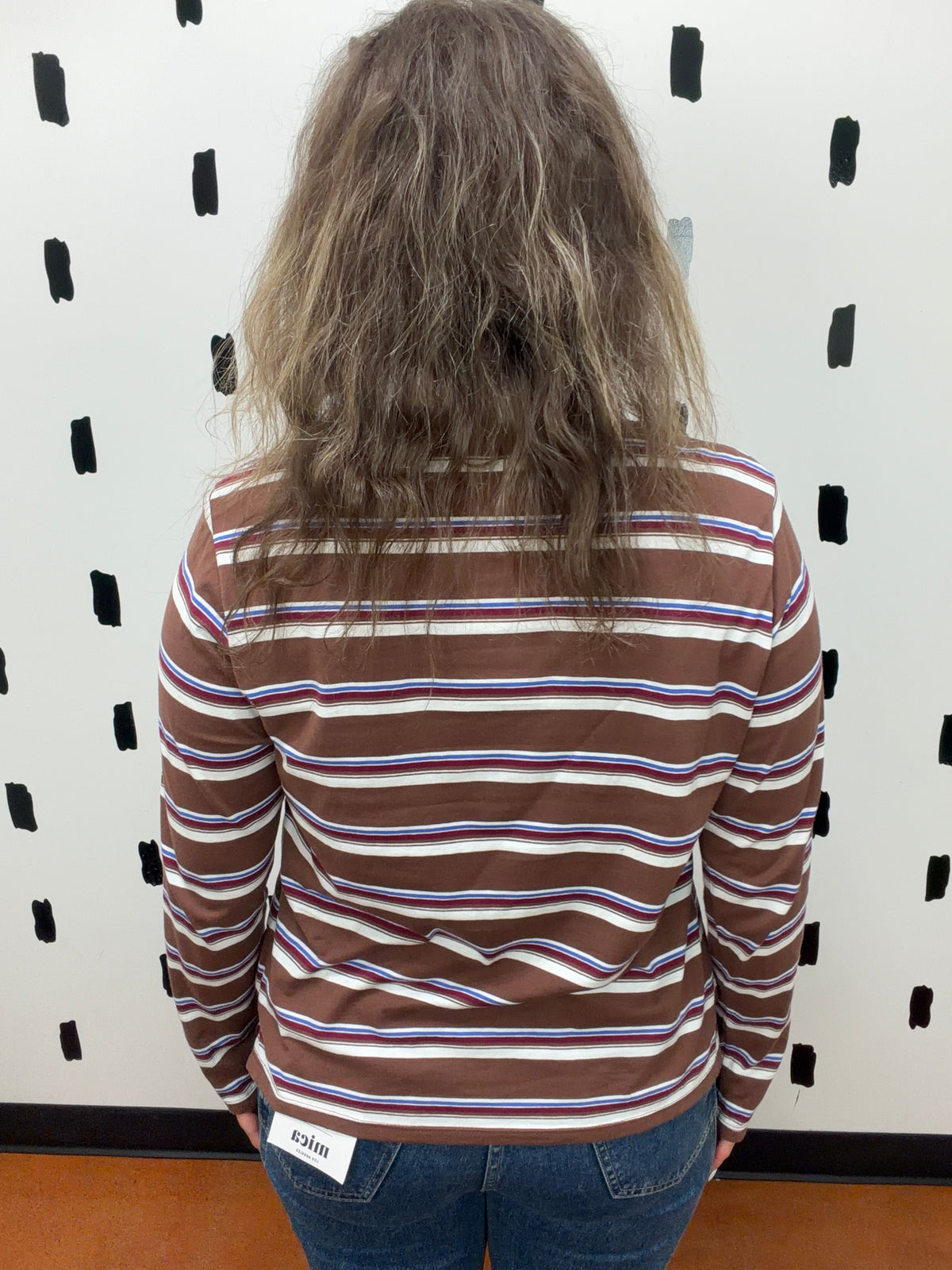 Brown/Ivory Long Sleeve Striped Top