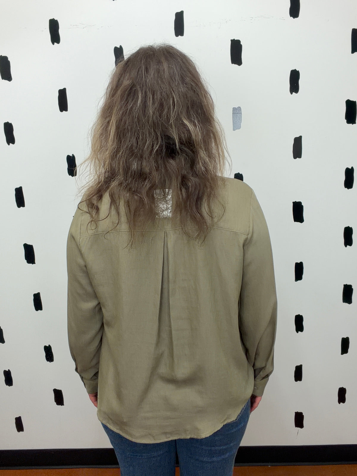 Olive Long Sleeve Button Up Blouse