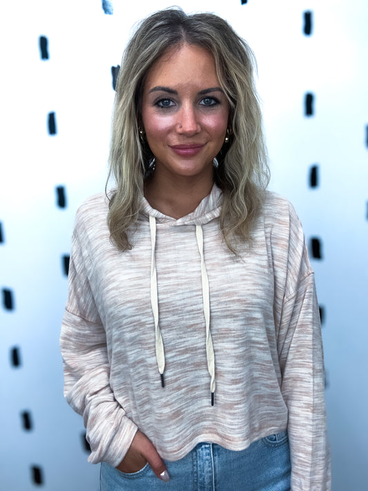 Peach Long Sleeve Hoodie Sweatshirt