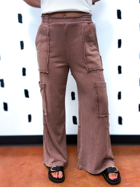 Chestnut Washed Oversized Utility Pants