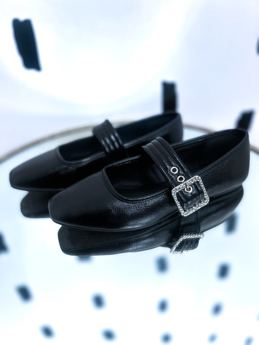 Black Mary Jane Flats
