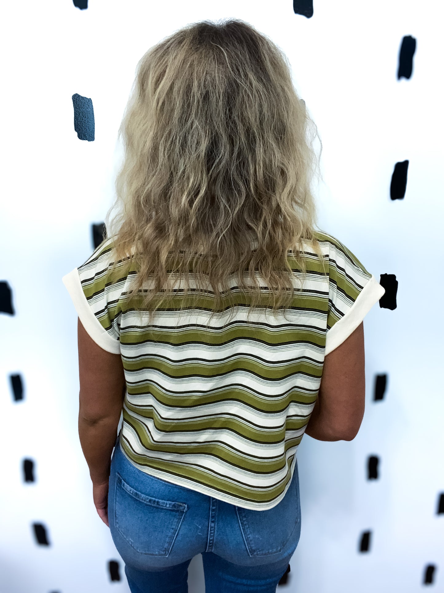 Olive Stripe Short Sleeve Tee