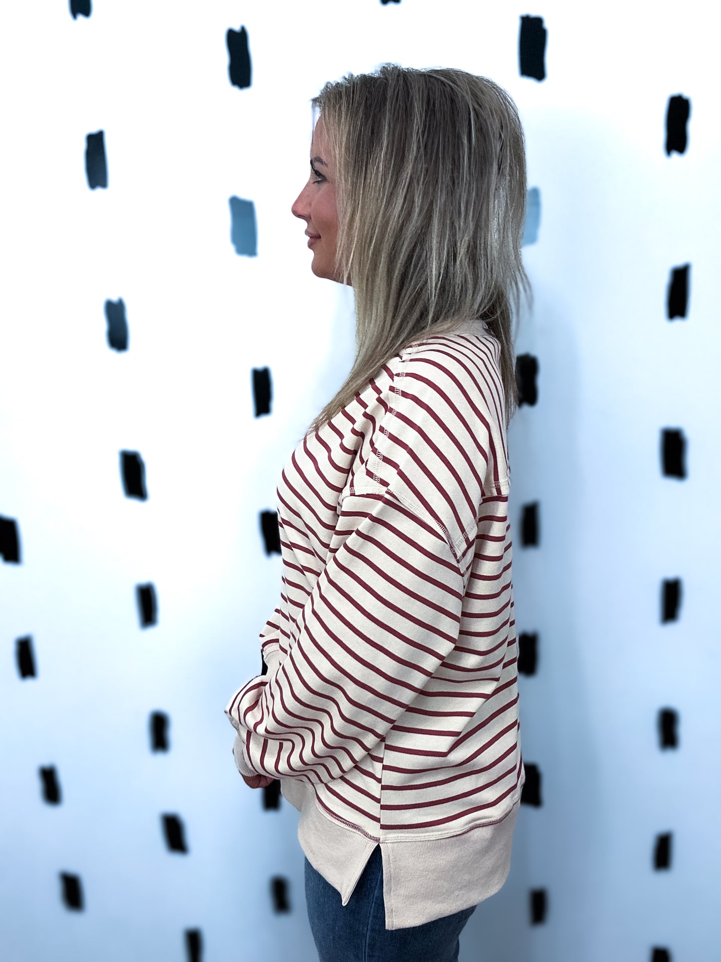 Striped Crew Neck Sweatshirt