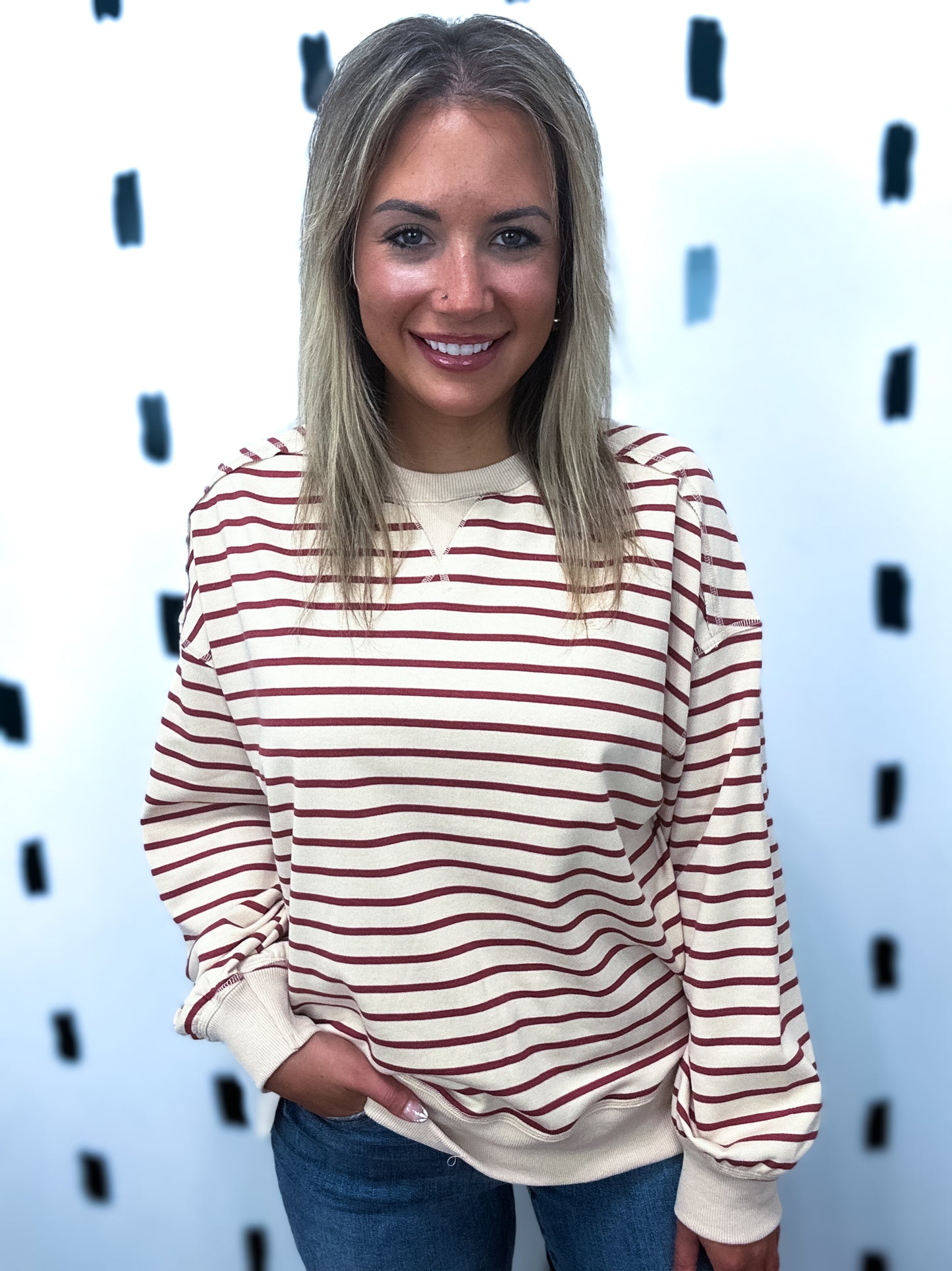 Striped Crew Neck Sweatshirt