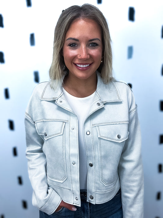 Pale Suede Cropped Jacket