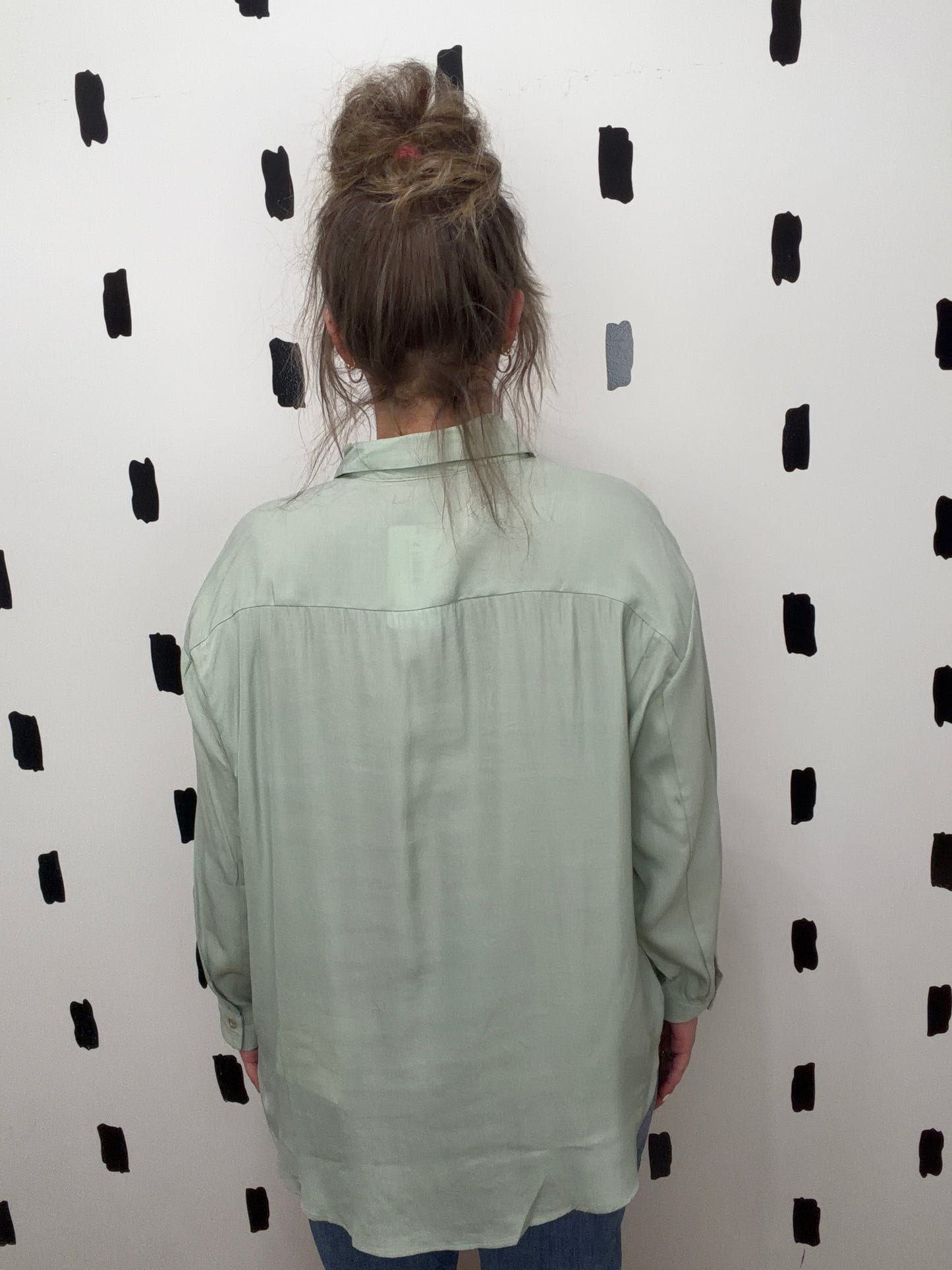 Sage Button Down Long Sleeve Blouse