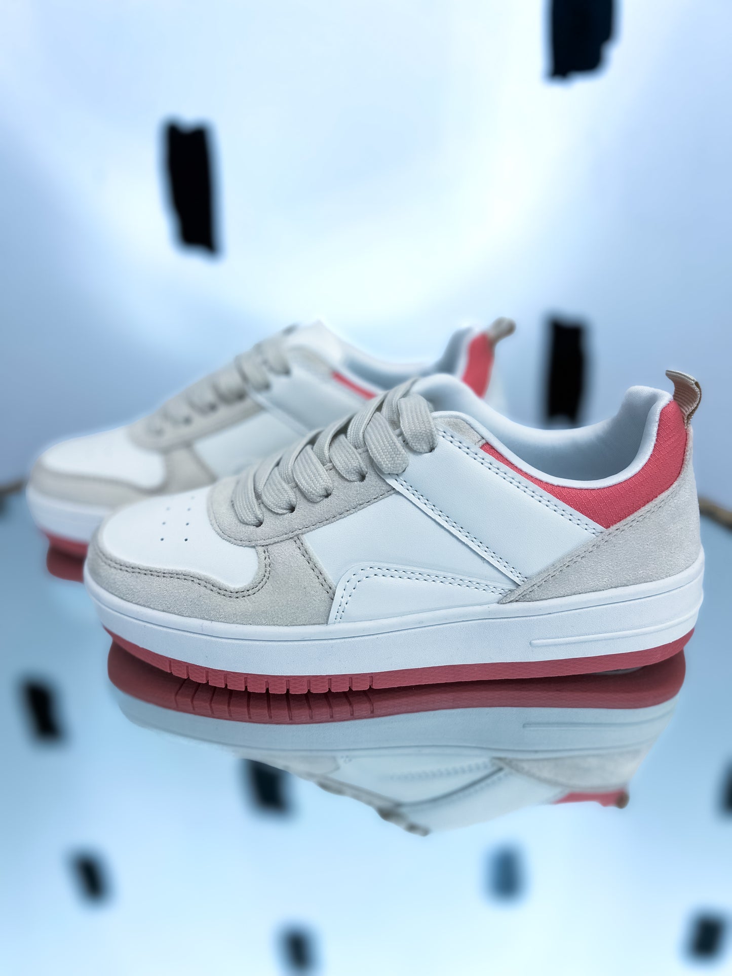 White/Taupe/Mauve Sneakers