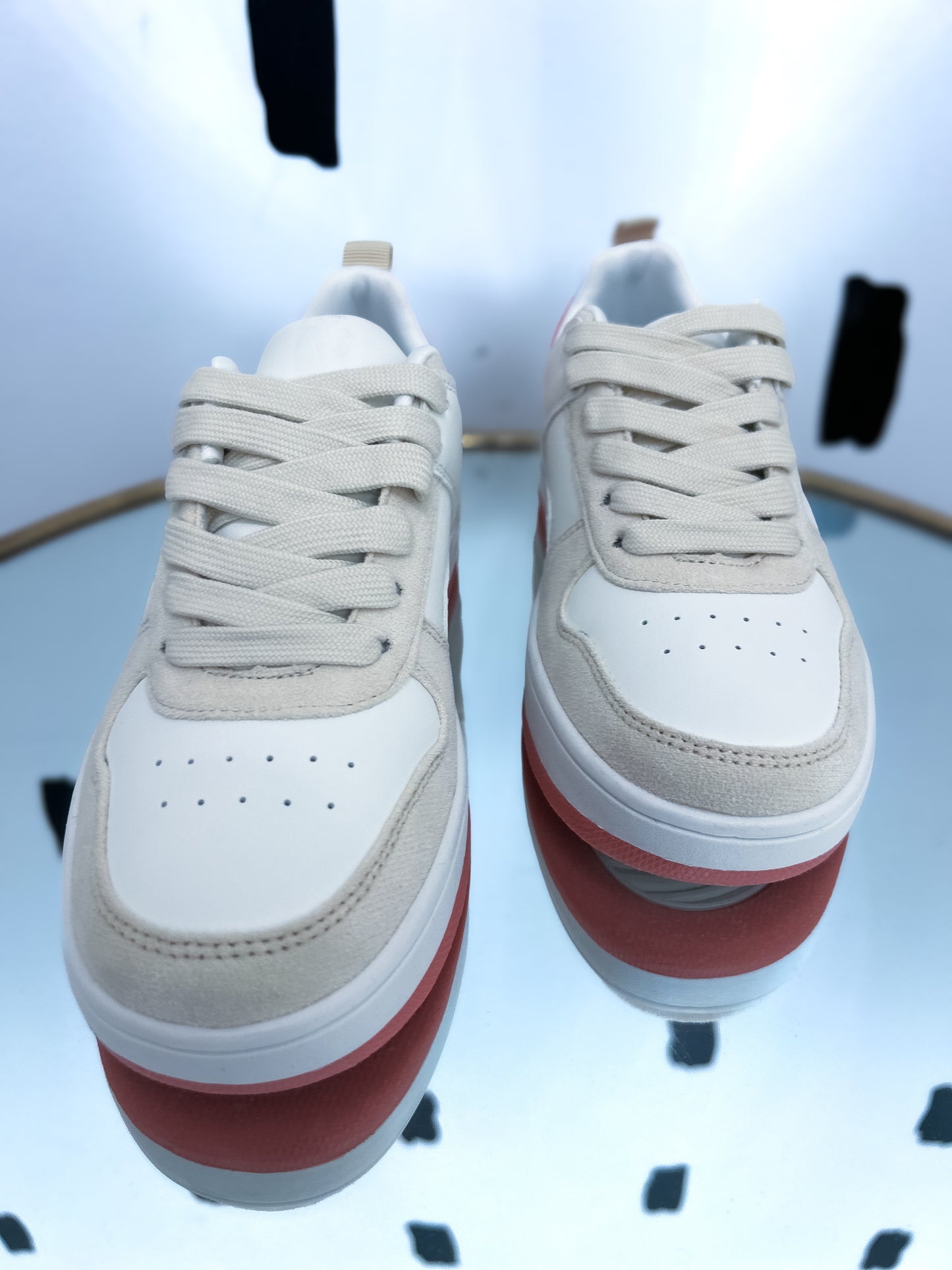 White/Taupe/Mauve Sneakers