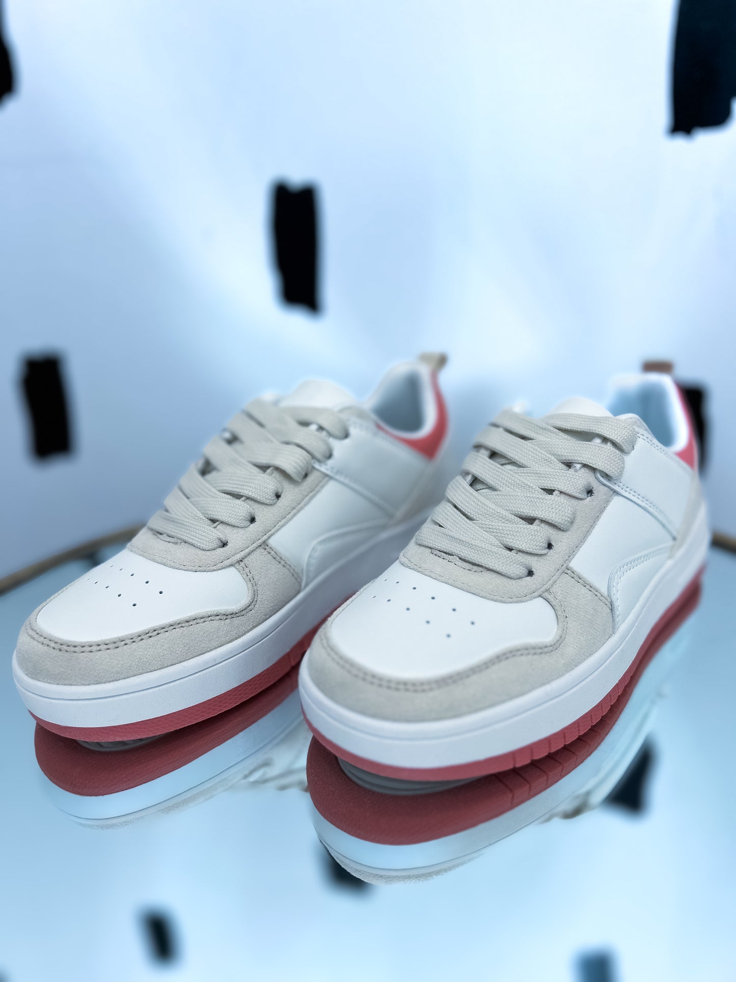 White/Taupe/Mauve Sneakers