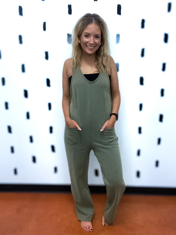 Olive Sweat Jumpsuit