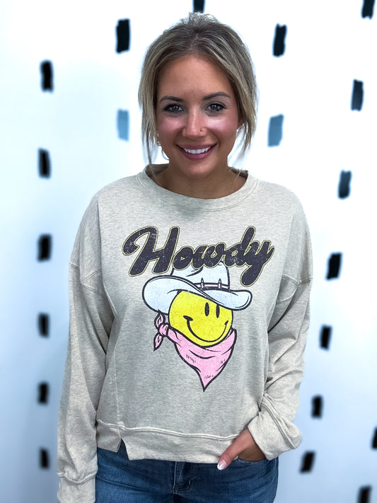 Oatmeal Howdy Graphic Sweatshirt