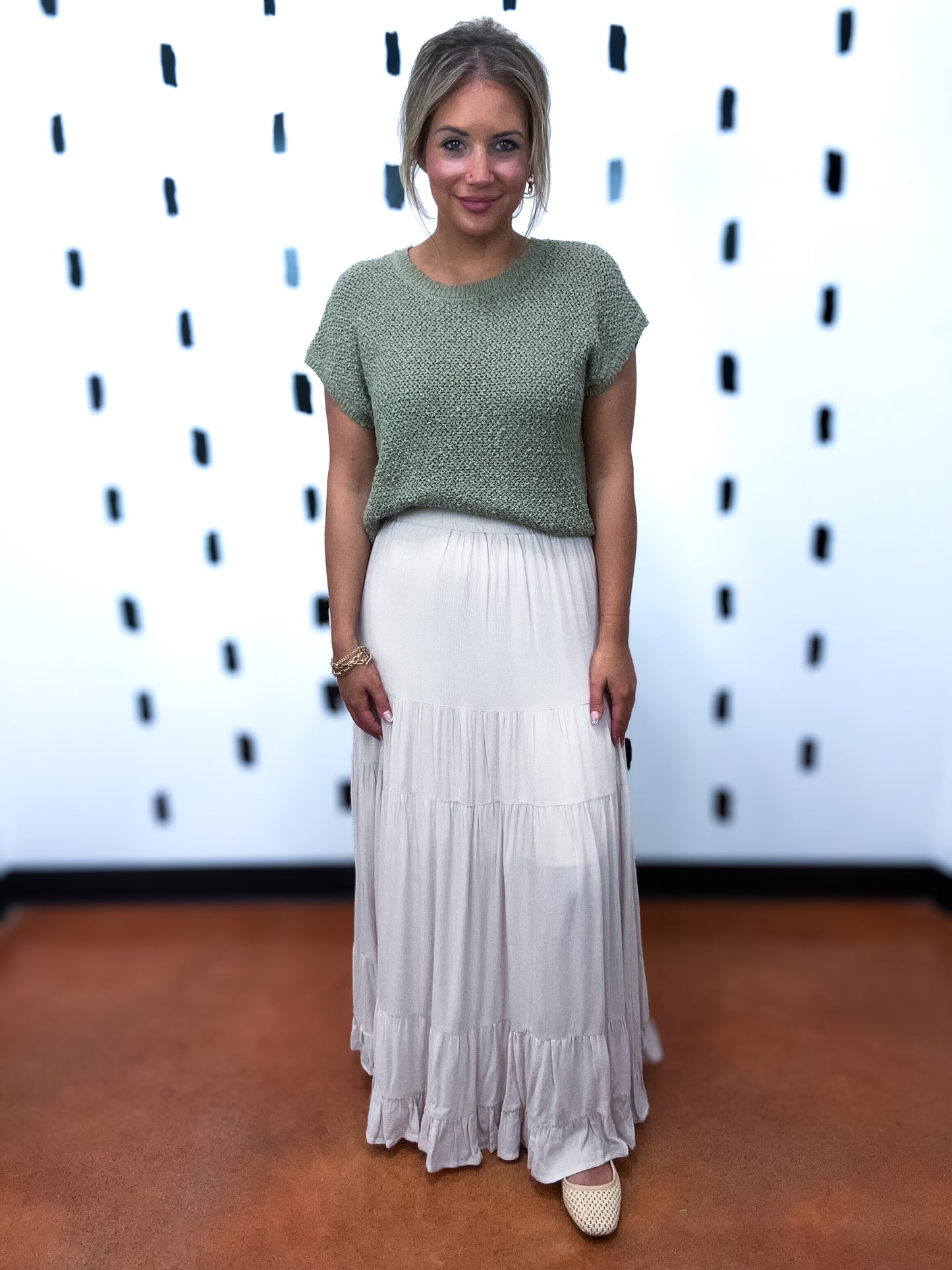 Natural Tiered Maxi Skirt