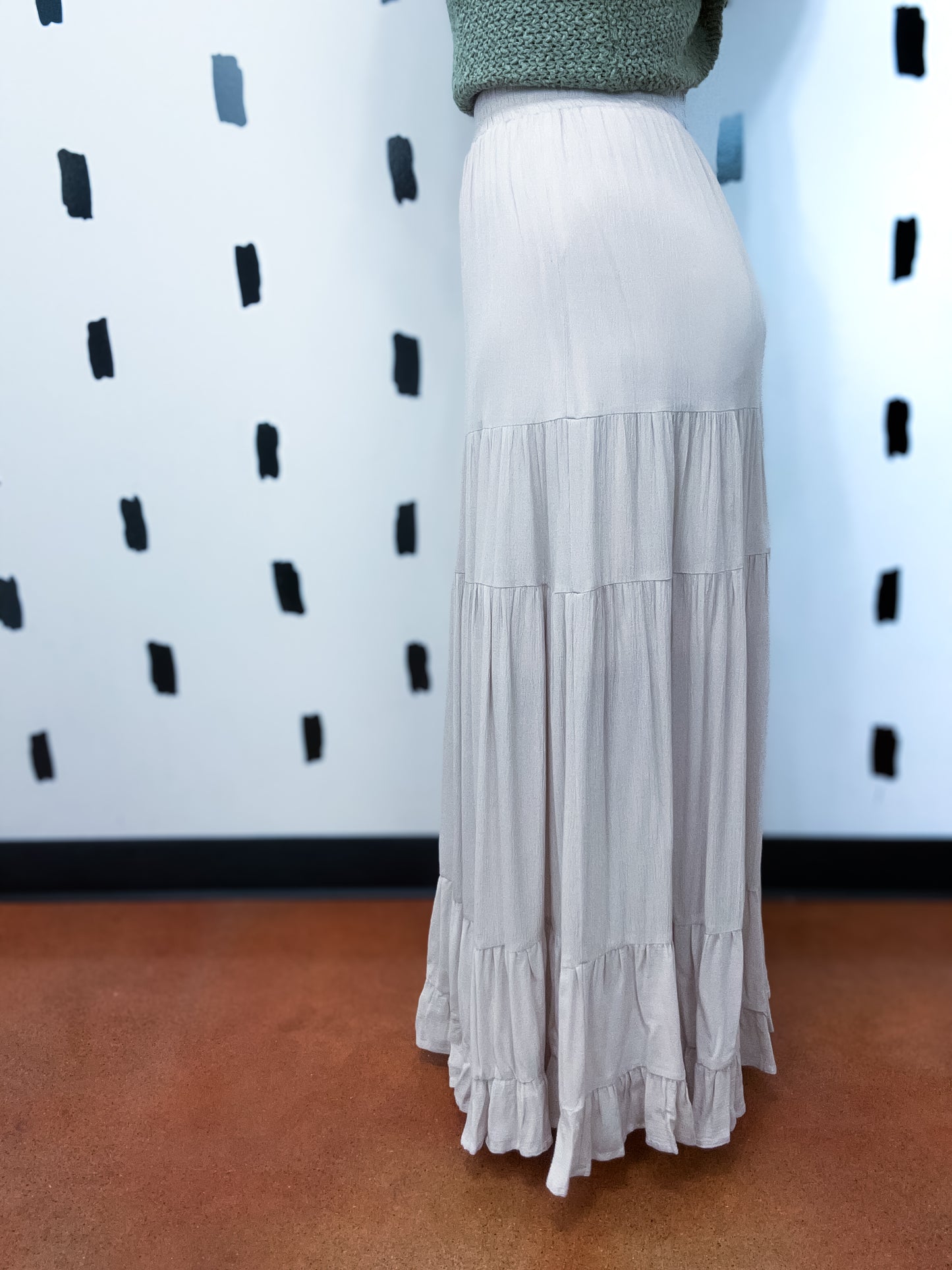 Natural Tiered Maxi Skirt
