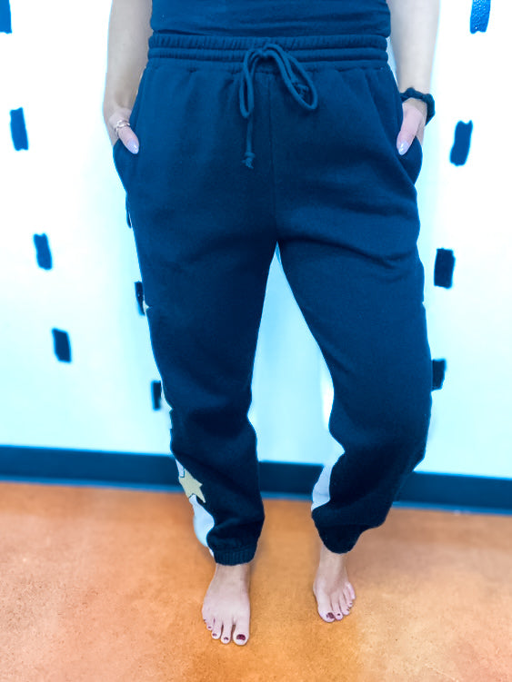 Black/Grey Star Jogger Sweatpants