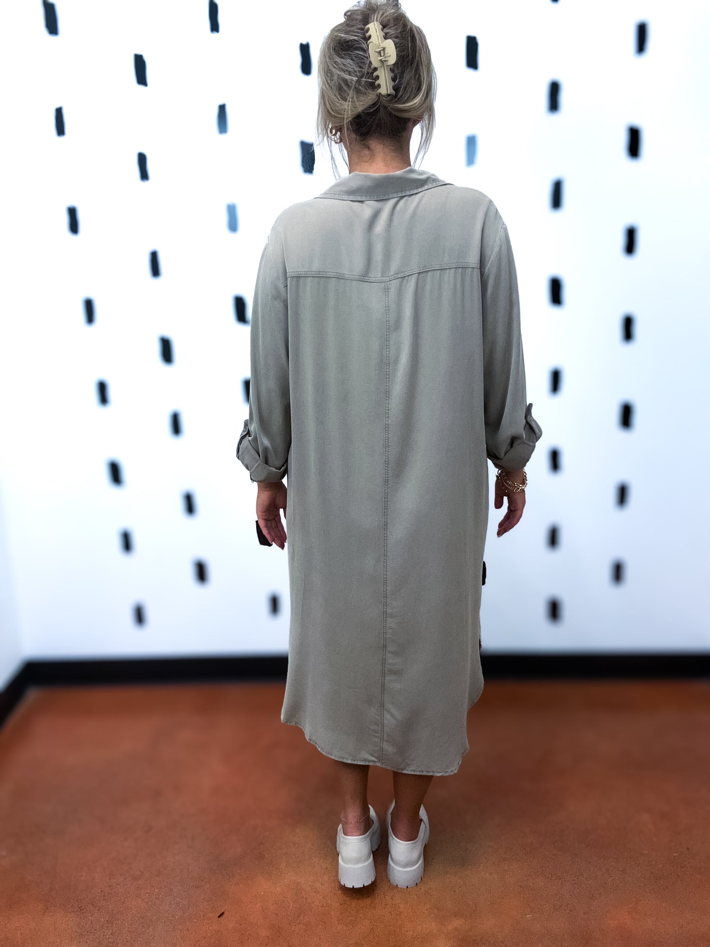 Hazelnut Button Down Midi Dress