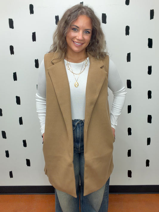 Dk.Beige Soft Open Vest