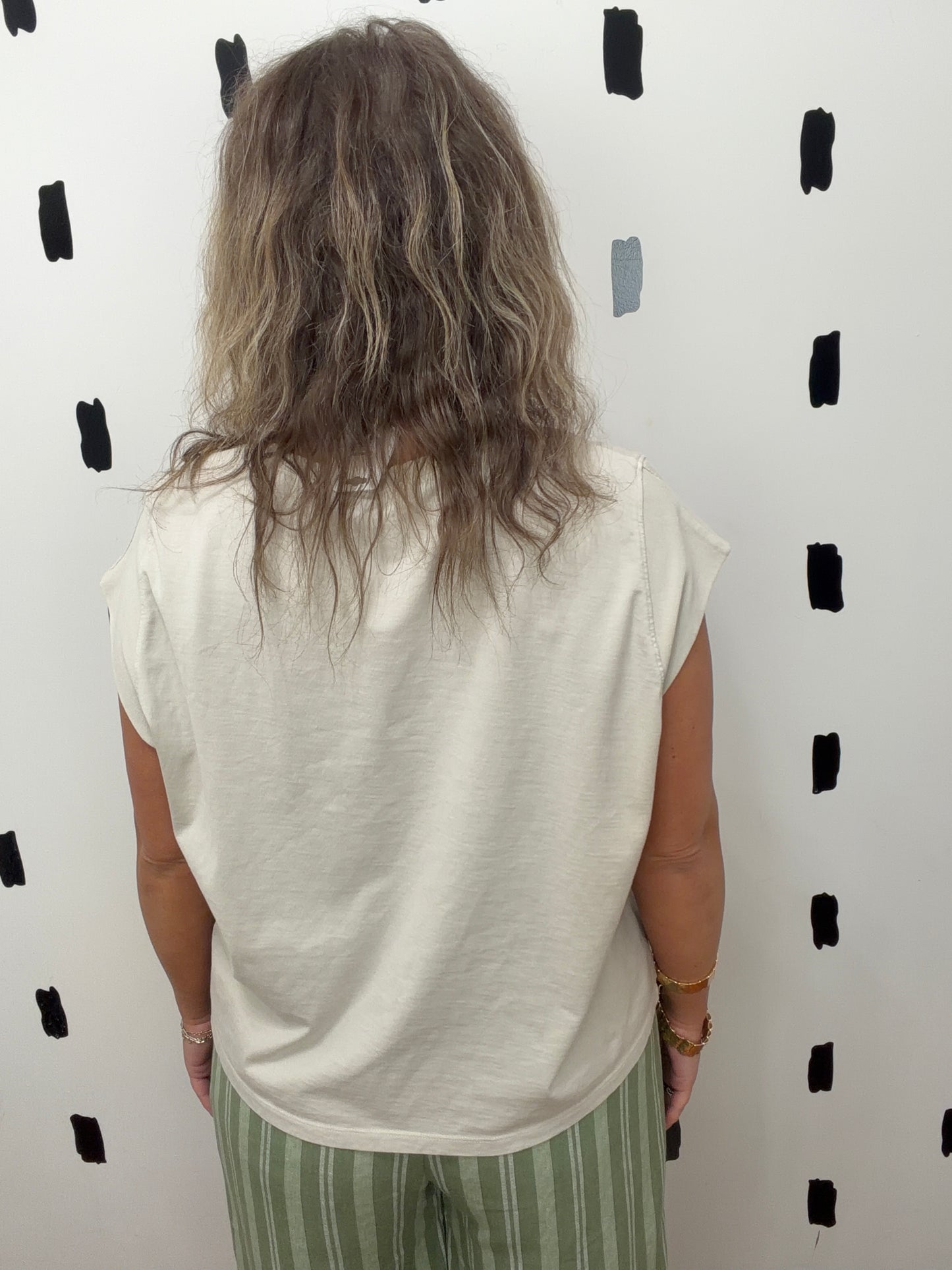 Taupe Sleeveless Round Neck Tee
