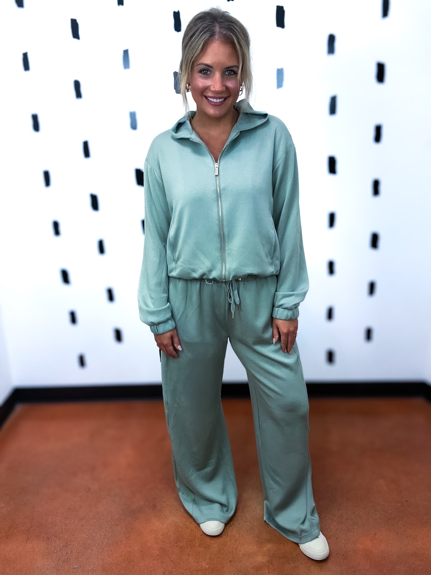 Sage Green Zip Up Hoodie
