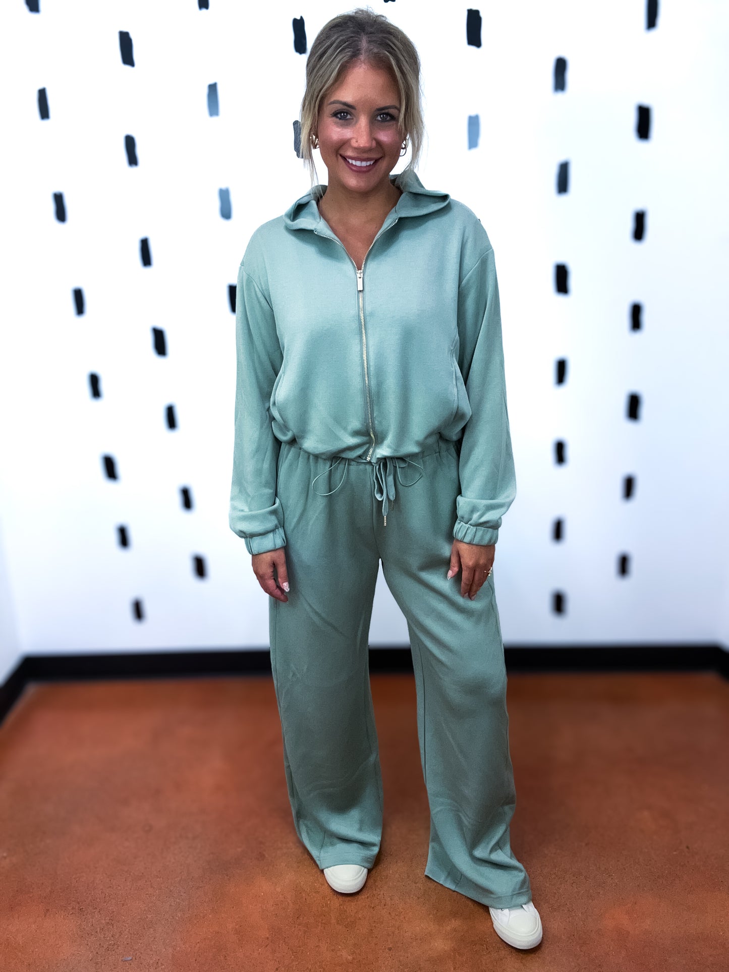 Sage Green Zip Up Hoodie