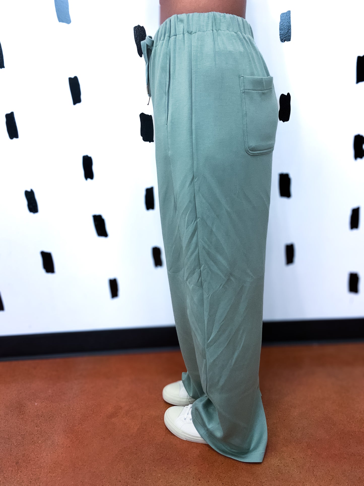Sage Green Wide Leg Trousers