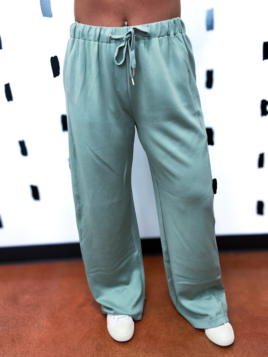 Sage Green Wide Leg Trousers