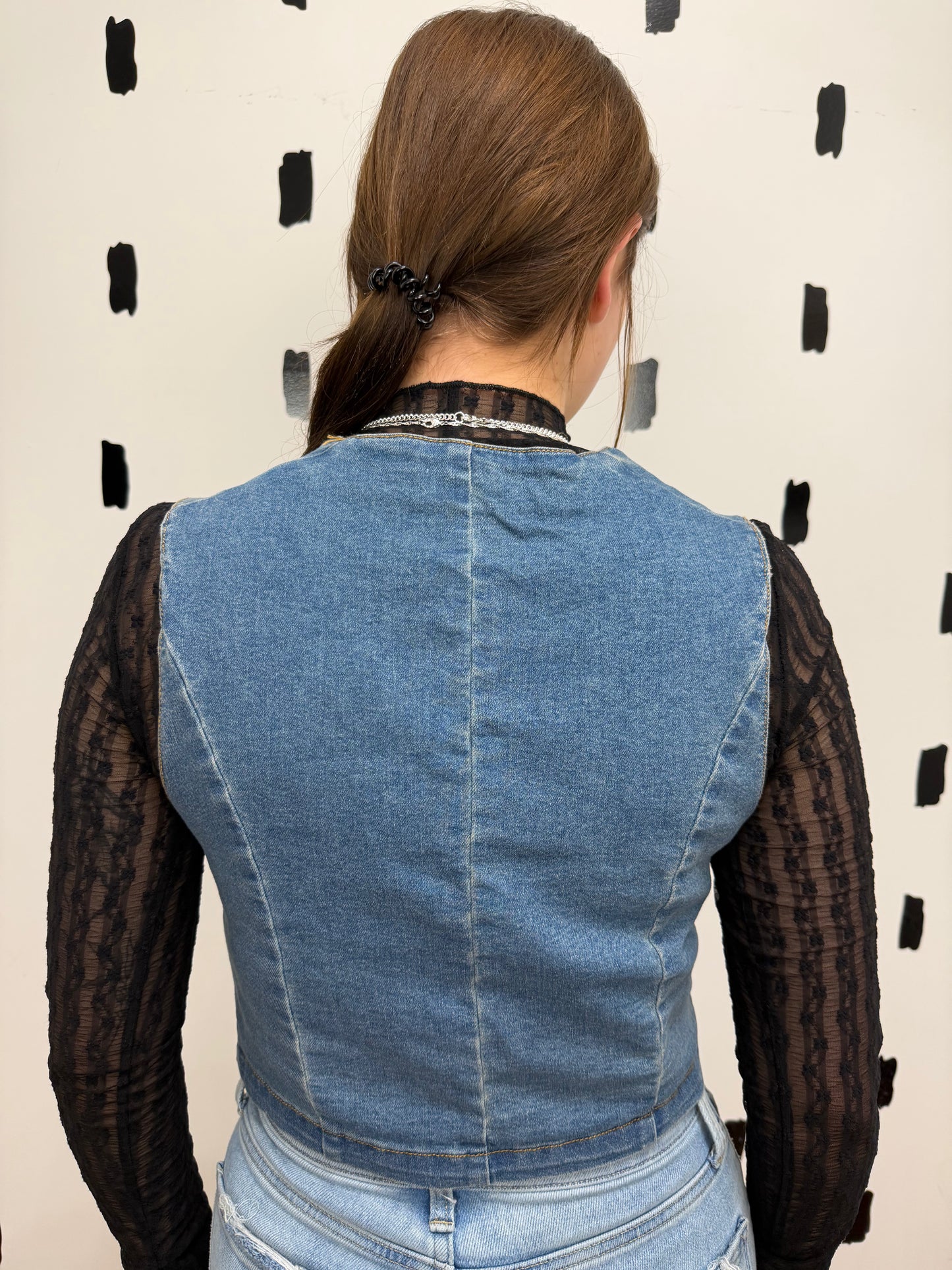Blue Stretch Denim Vest