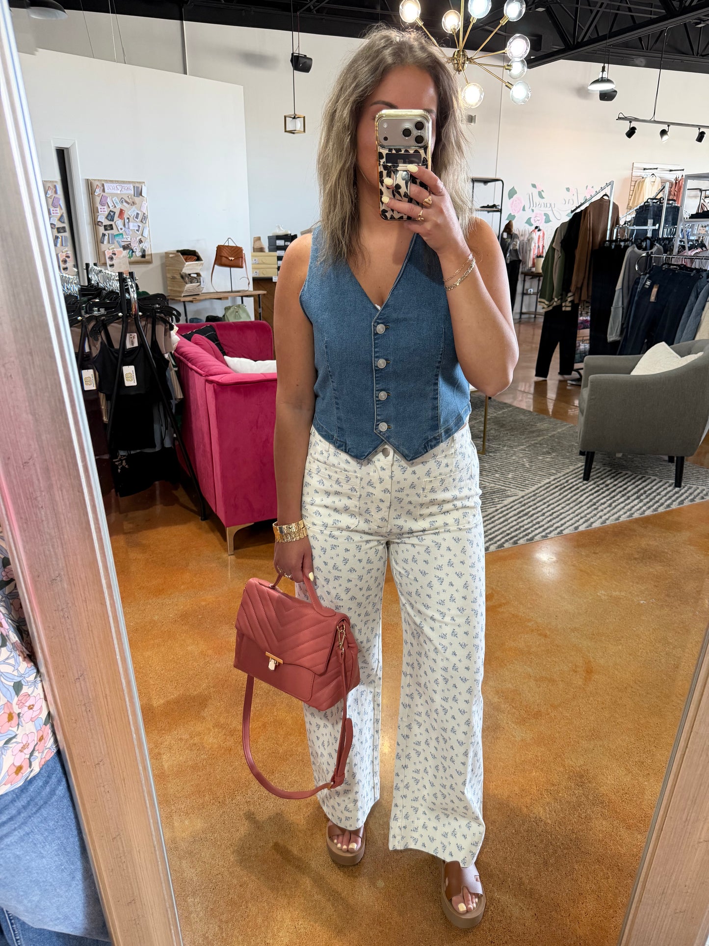 Blue Stretch Denim Vest