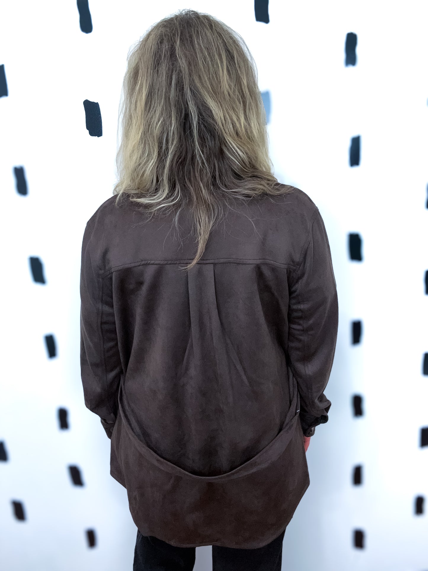 Coffee Bean Belted Suede Shacket