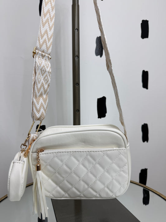 Diamond Quilted Crossbody Bag Duo Coin Purse